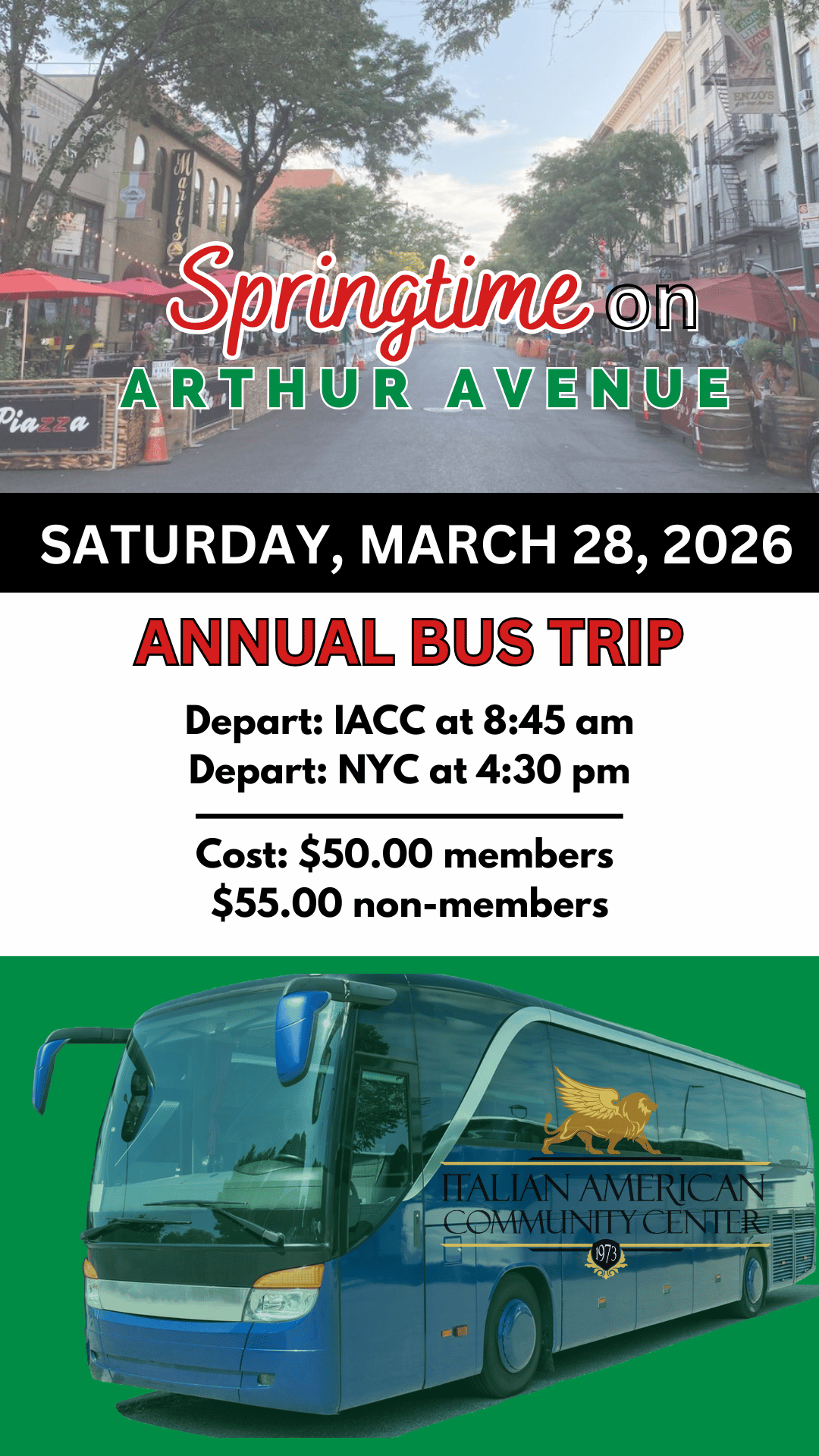 Arthur Avenue Bus Trip-March 28th